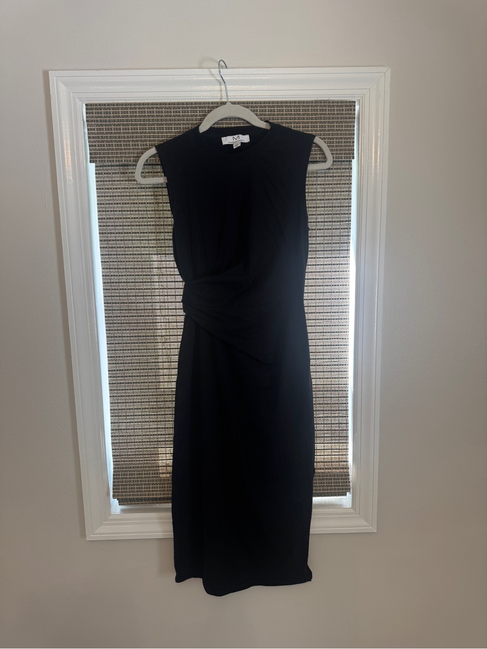 Magaschoni Black Sleeveless Twist-Waist Midi Dress